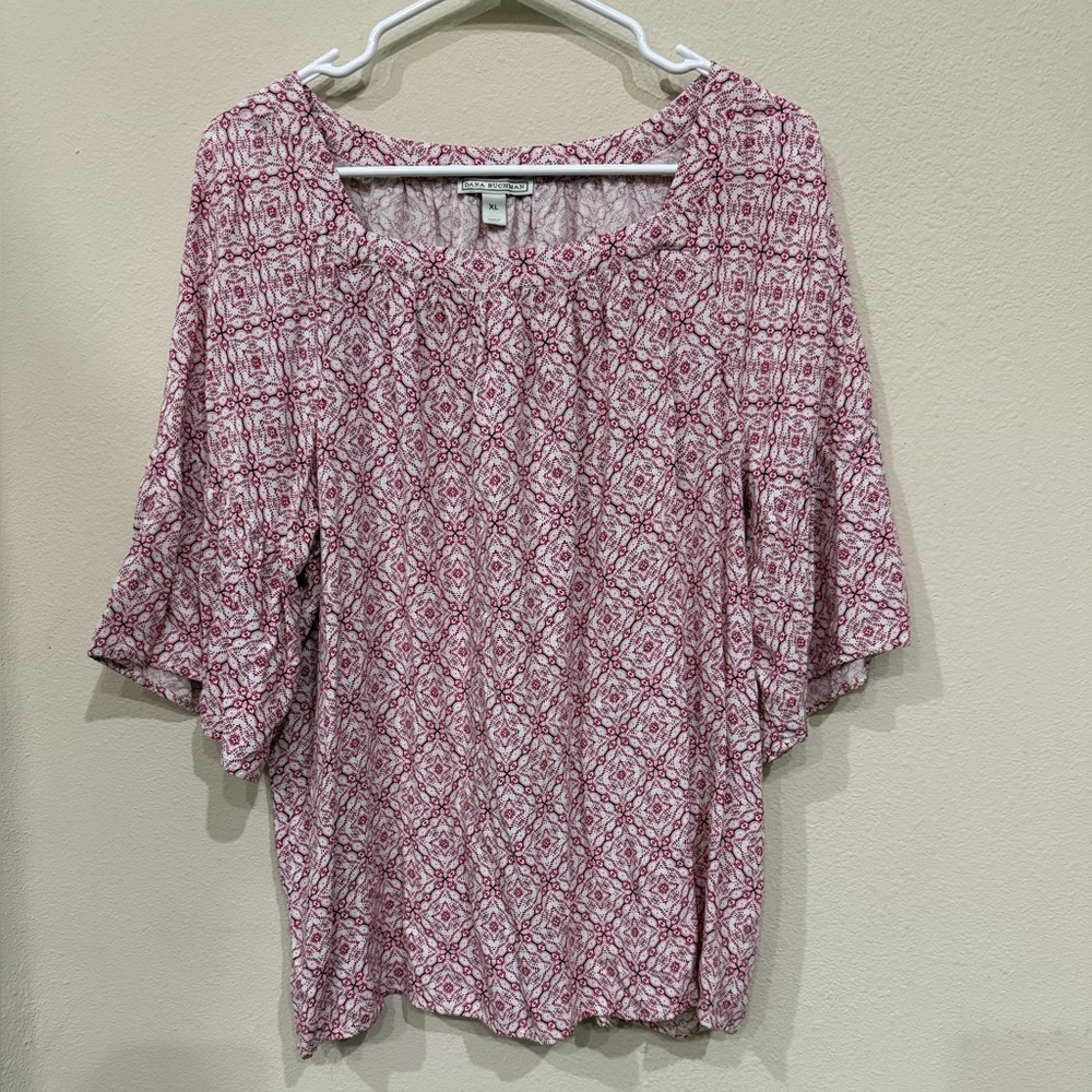 Dana Buchman Pink/Purple Blouse With Wide Sleeve XL